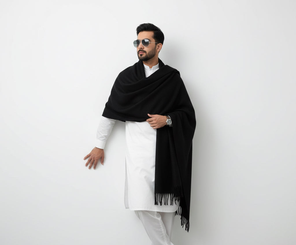 Naavar Men Black Shawl